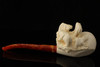 srv - Bear Family Hand Carved Block Meerschaum Pipe with case 15345