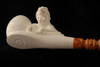 Lion Self Sitter Hand Carved Meerschaum Pipe in a fit case 6466