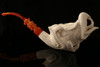 Eagle Head in Claw Hand Carved Block Meerschaum Pipe by I. Baglan in a fit case 7183