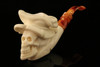 Skull Hand Carved Block Meerschaum Pipe by Cevher in CASE 8690