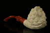 Floral Skull Block Meerschaum Pipe Hand Carved by I. Baglan with case 9856