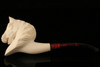 Horse Hand Carved Block Meerschaum Pipe in custom CASE 10033