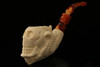 Skull in Claw Block Meerschaum Pipe by I. Baglan with custom case 10681