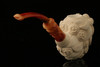 Floral Skull Block Meerschaum Pipe Carved by I. Baglan with custom CASE 10786