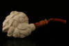 Floral Skull Block Meerschaum Pipe Carved by I. Baglan with custom CASE 10786