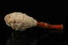 Floral Skull Block Meerschaum Pipe Carved by I. Baglan with custom CASE 10786