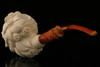 Floral Skull Block Meerschaum Pipe Carved by I. Baglan with custom CASE 10786