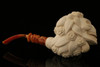 Floral Skull Block Meerschaum Pipe Carved by I. Baglan with custom CASE 10786