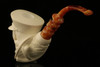 Captain Skull Block Meerschaum Pipe Carved by I. Baglan with custom CASE 10911
