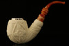 Apple with silver bowl ring Meerschaum Pipe Carved by I. Baglan with case 11704