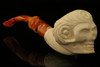 Floral Skull Block Meerschaum Pipe with a fitted CASE 11714