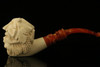 Bacchus Skull Meerschaum Pipe Hand Carved with custom CASE 11788