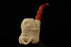 Skull & Octopus Block Meerschaum Pipe by I. Baglan with custom CASE 12041