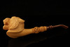 Tiger Hand Carved Block Meerschaum Pipe  by Kenan with custom case 12163