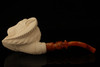 Goat Hand Carved Block Meerschaum Pipe Carved by I. Baglan with case 12170