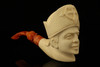 Priest Hand Carved Block Meerschaum Pipe with a case 12351