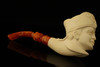 Priest Hand Carved Block Meerschaum Pipe with a case 12351