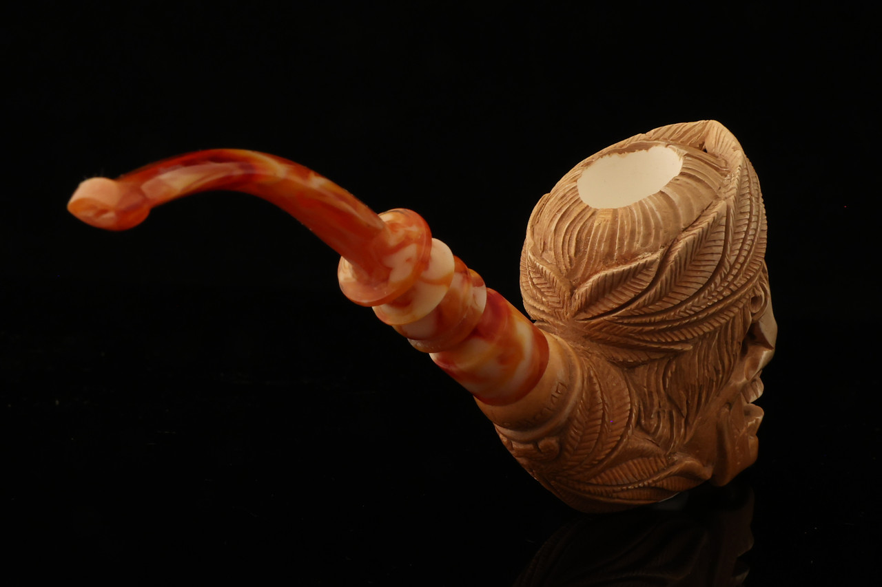 Zeus Skull Block Meerschaum Pipe with custom case 13600