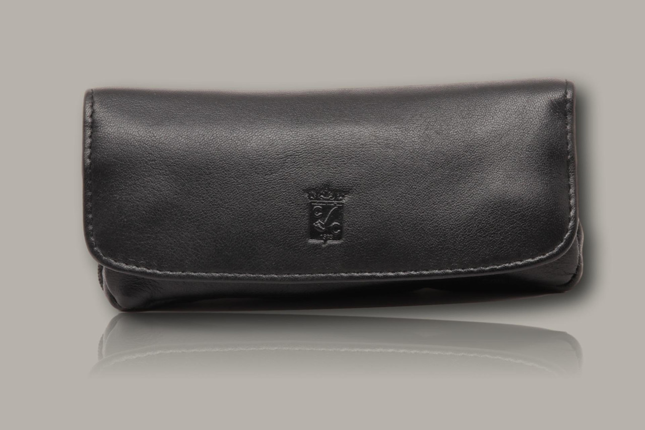 black leather tobacco pouch The Leather Emporiumn Black Leather Castleford Button &