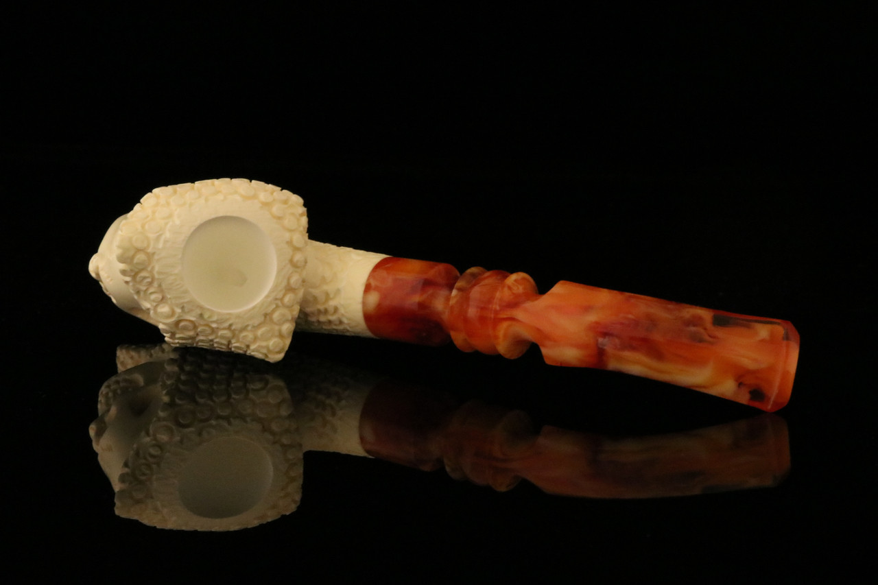 Grim Reaper Block Meerschaum Pipe with custom case M1420