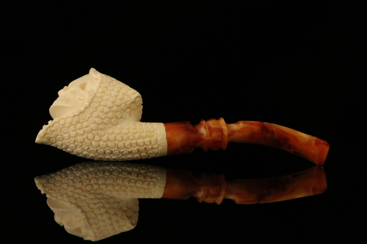 Grim Reaper Block Meerschaum Pipe with custom case M1420