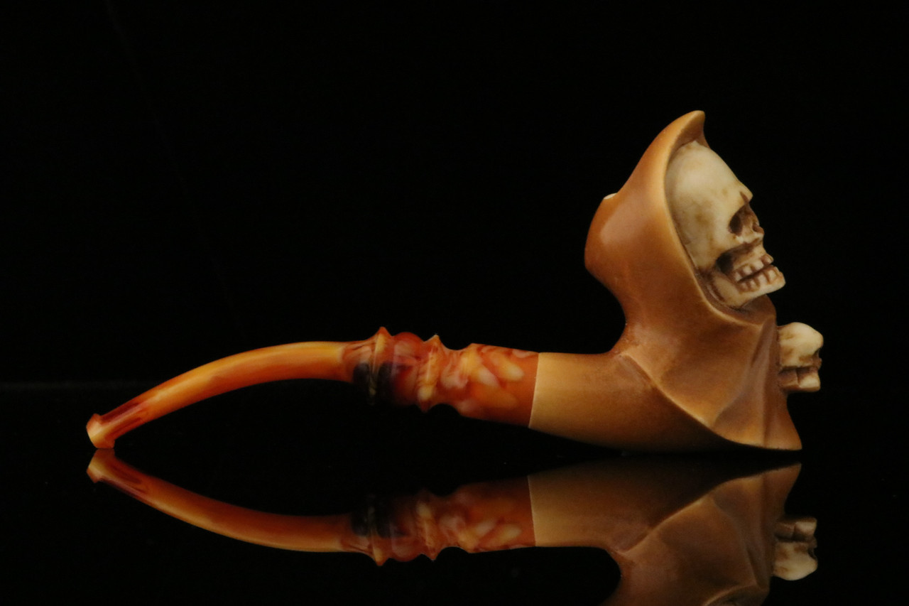 srv Grim Reaper Block Meerschaum Pipe with fitted case