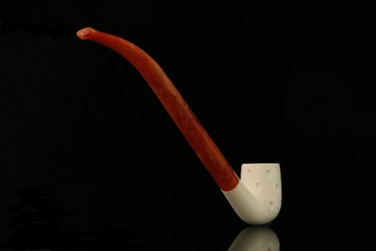 churchwarden tobacco pipe srv Lattice Bent Billiard Churchwarden Block Meerschaum Pipe