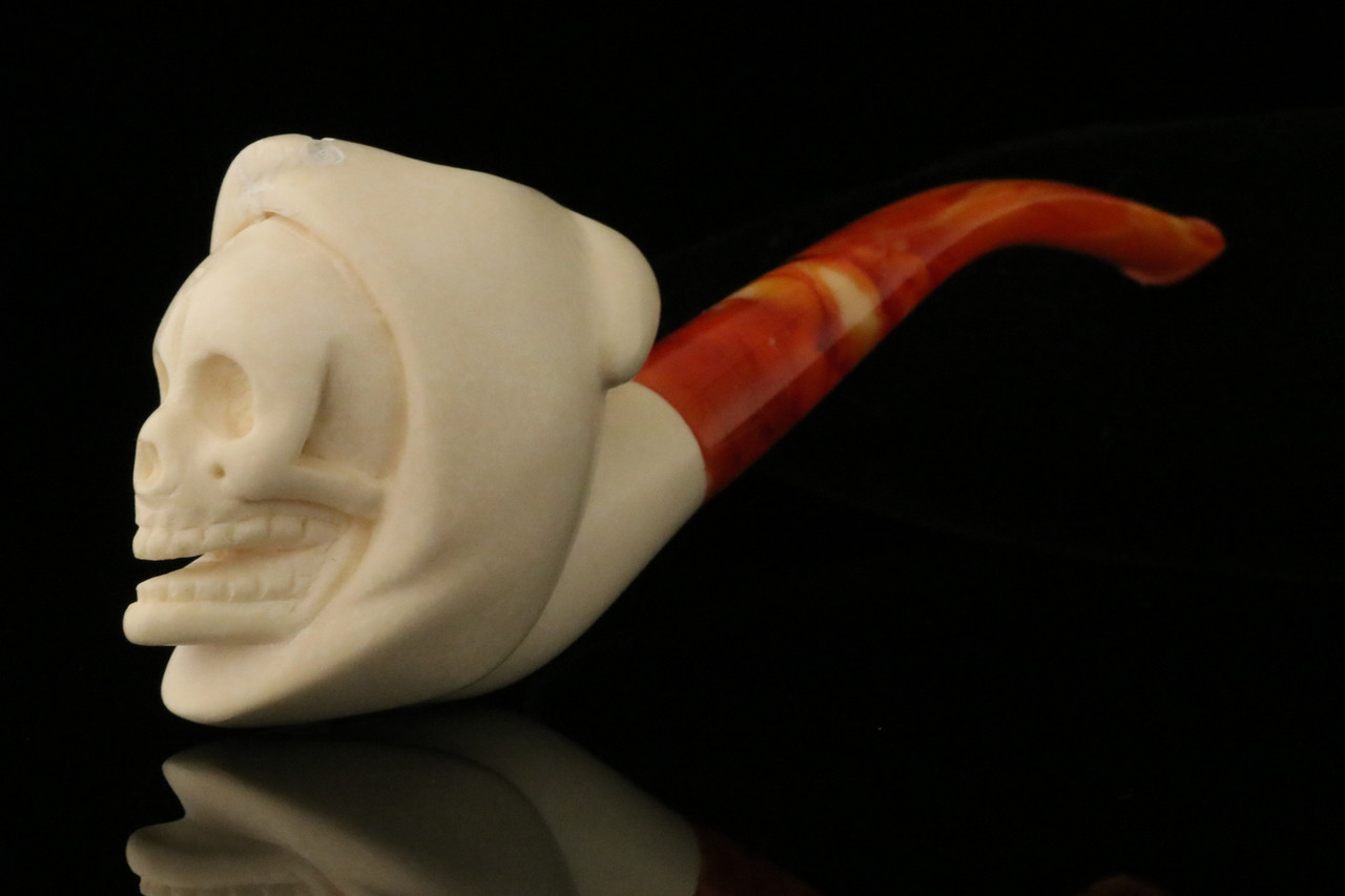 Grim Reaper Block Meerschaum Pipe with custom case M2692