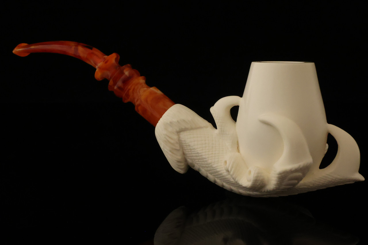 claw tobacco pipe Deluxe with Cuff Shank Meerschaum DRAGON CLAW 13.8' Long stem