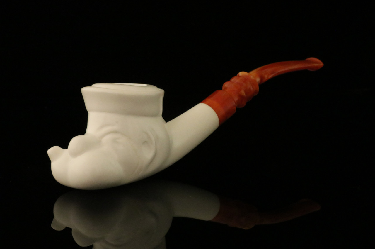 srv - Sailor Block Meerschaum Pipe with fitted case