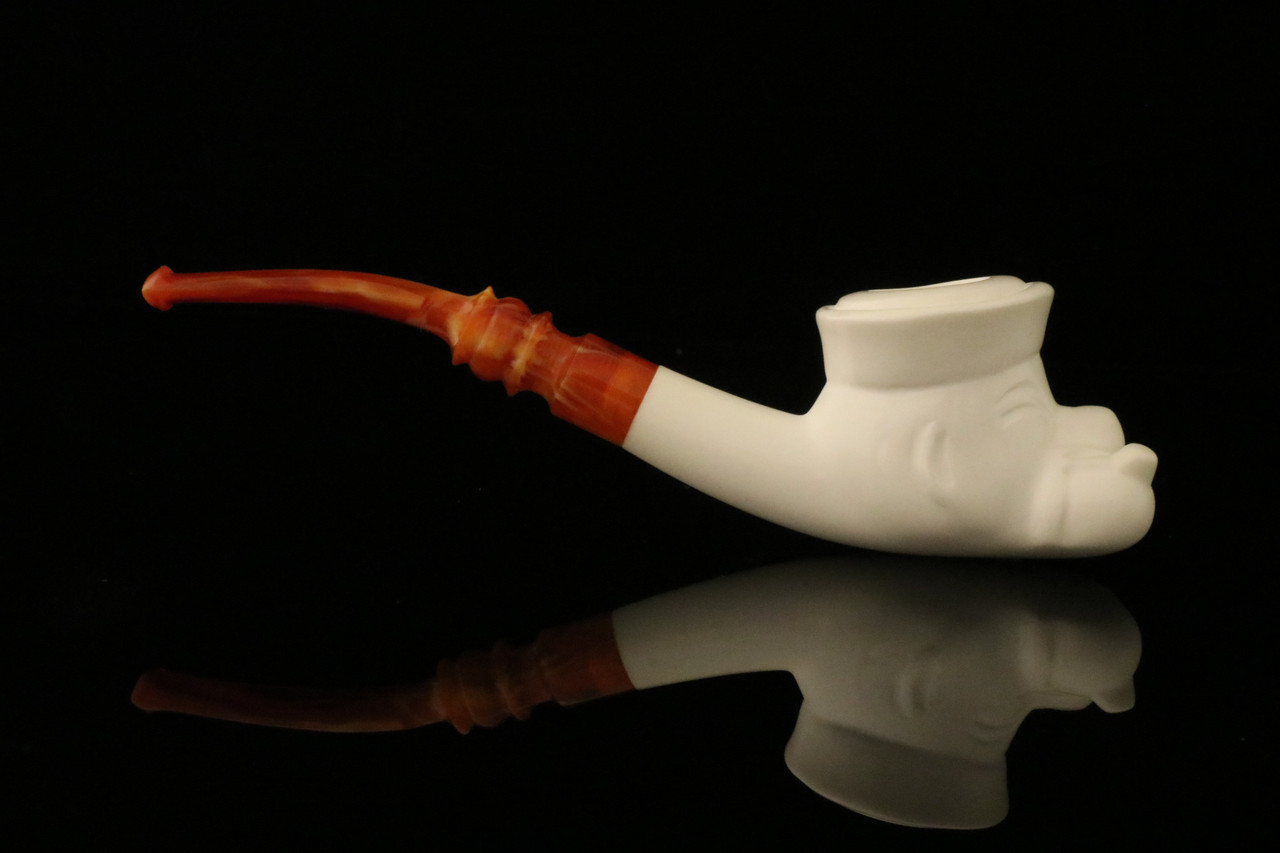 srv - Sailor Block Meerschaum Pipe with fitted case