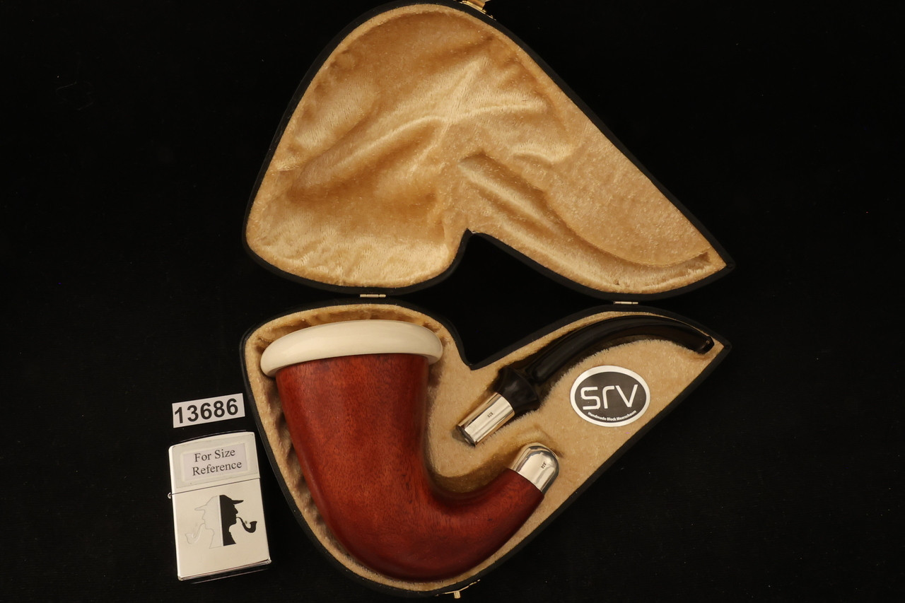 Calabash Meerschaum Pipe XL - Mahogany Wood with custom pocket