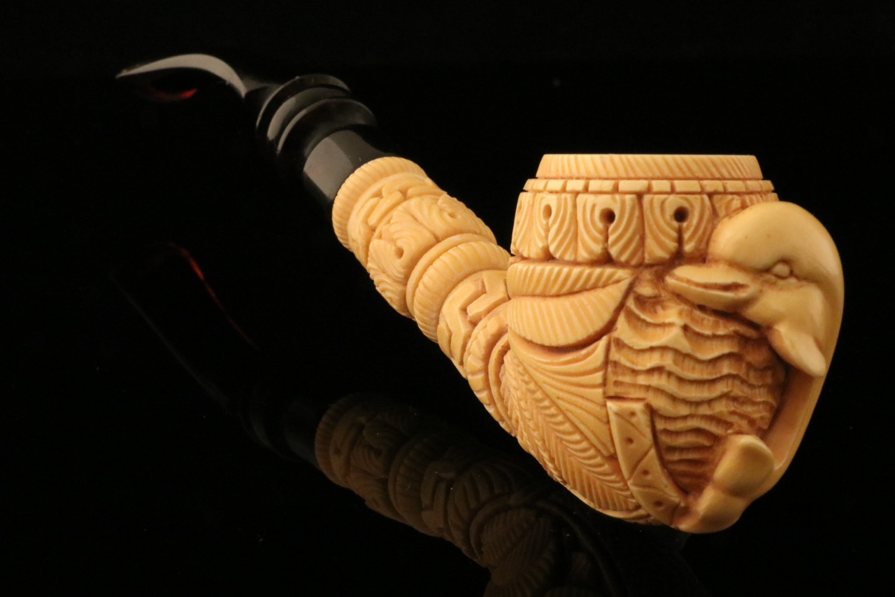 Jumping Dolphin Hand Carved Block Meerschaum Pipe by Mesut