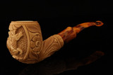 srv - Deer hand carved block meerschaum pipe with fitted case 15806