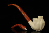 srv -  Smoky Mouth Dragon Churchwarden Dual Stem Meerschaum Pipe with case M4622
