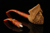 srv - Greenman Churchwarden Dual Stem Meerschaum Pipe with case M4624