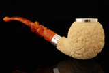 srv - Carved Ornament Apple Block Meerschaum Pipe with fitted case 15810