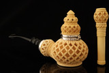 srv Premium - Deluxe Deep Lattice Meerschaum Pipe by Cumhur with case & Tamper 15817