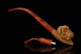 srv - Bulldog Churchwarden Dual Stem Meerschaum Pipe with case M4655