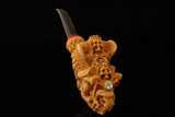 srv - Biker Skulls on Skeleton Hand Block Meerschaum Pipe Carved by Alpaslan with fitted case 15842