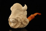 srv - Jumbo Buffalo Meerschaum Pipe Carved by I. Baglan with fitted case 15876