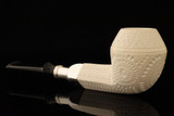 srv Premium - Lattice Squat Bulldog Block Meerschaum Pipe with fitted case 15888
