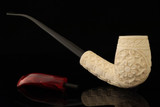 srv Premium - Deluxe Carved Churchwarden Dual Stem Meerschaum Pipe with case 15887