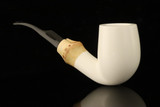 srv Premium - Bamboo Bent Billiard Block Meerschaum Pipe with fitted case M4712