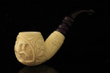 srv Premium - Deluxe Horse Carved Block Meerschaum Pipe with fitted case M4713