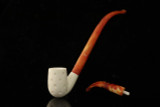srv - Lattice Bent Billiard Churchwarden Dual Stem Meerschaum Pipe with case M4743