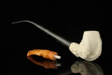 srv - Autograph Series Eagle's Claw Churchwarden Dual Stem Meerschaum Pipe with case M4744