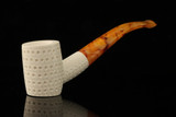 srv - Poker Block Meerschaum Pipe with fitted case M4819