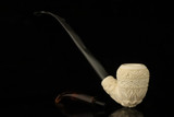 srv Premium - Carved Acorn Churchwarden Dual Stem Meerschaum Pipe with case M4881