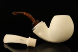 IMP Meerschaum Pipe - Jumbo Apple - Dual Stem RC Reverse Calabash with pocket case i2774